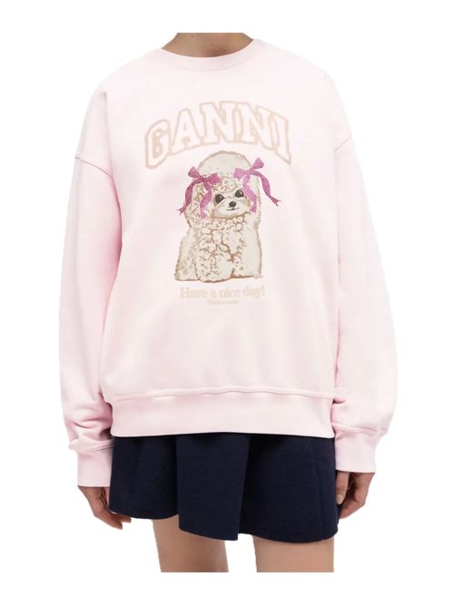 GANNIFelpa con grafica isoli puddle Ganni | A1060026868 CHALK PINK